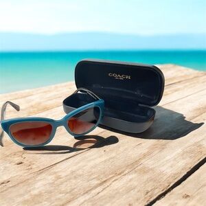 Coach Teal and Dark Brown Tortoise Women's Sunglasses (56mm) w/Coach Case (EUC)